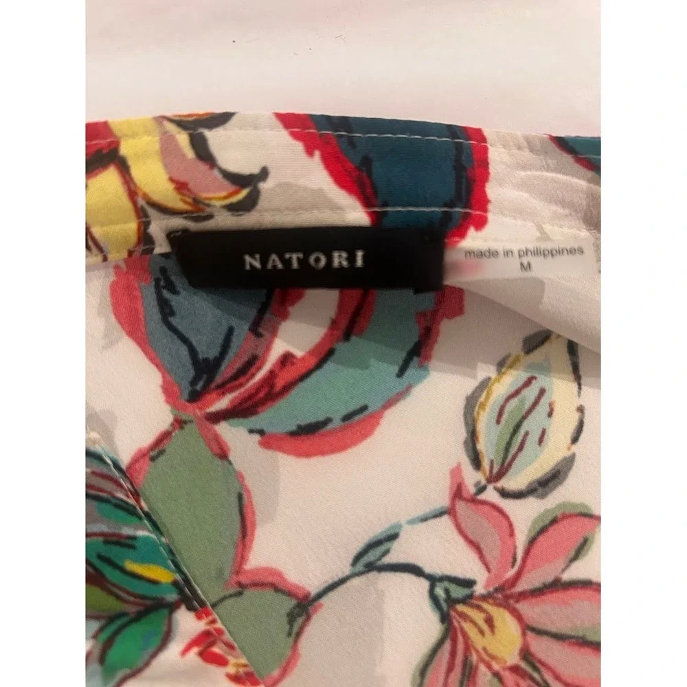 Natori Women's Silk Blend Floral‎ V-Neck Tunic Blouse Multicolor W/Cami Size M - Picture 6 of 8